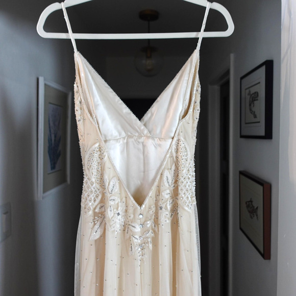 Collette Dinnigan Wedding Gown Small Ivory Beaded Sequin Bridal Dress Y2K VTG - Picture 4 of 16